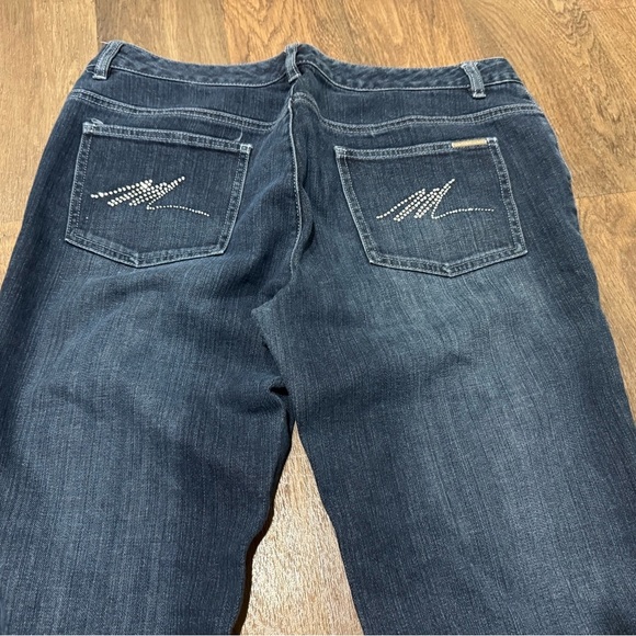 Michael Kors Bootcut Jeans Women's size 10 Dark Wash Blue Stretch Rhinestone - Picture 6 of 10